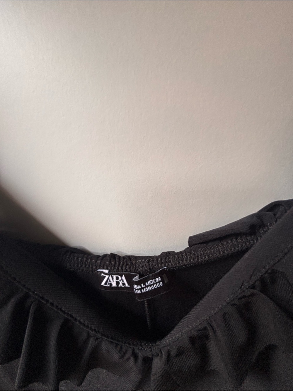 Zara Black Ruffle Neck Slip-Large - Picture 2 of 4